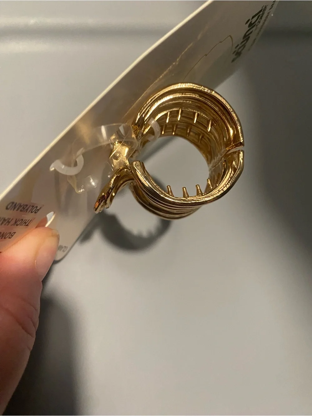 scunci Metallic Gold festive Spiral Claw Hair Clip with Bonus Polyband NEW!